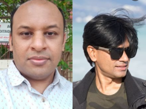 Alt News founders Pratik Sinha (L) and Mohammad Zubair (R) who run the fact-checking website along with 11 others