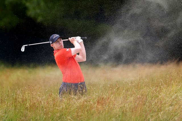 <p>Matt Fitzpatrick’s second shot on the first hole on Saturday </p>
