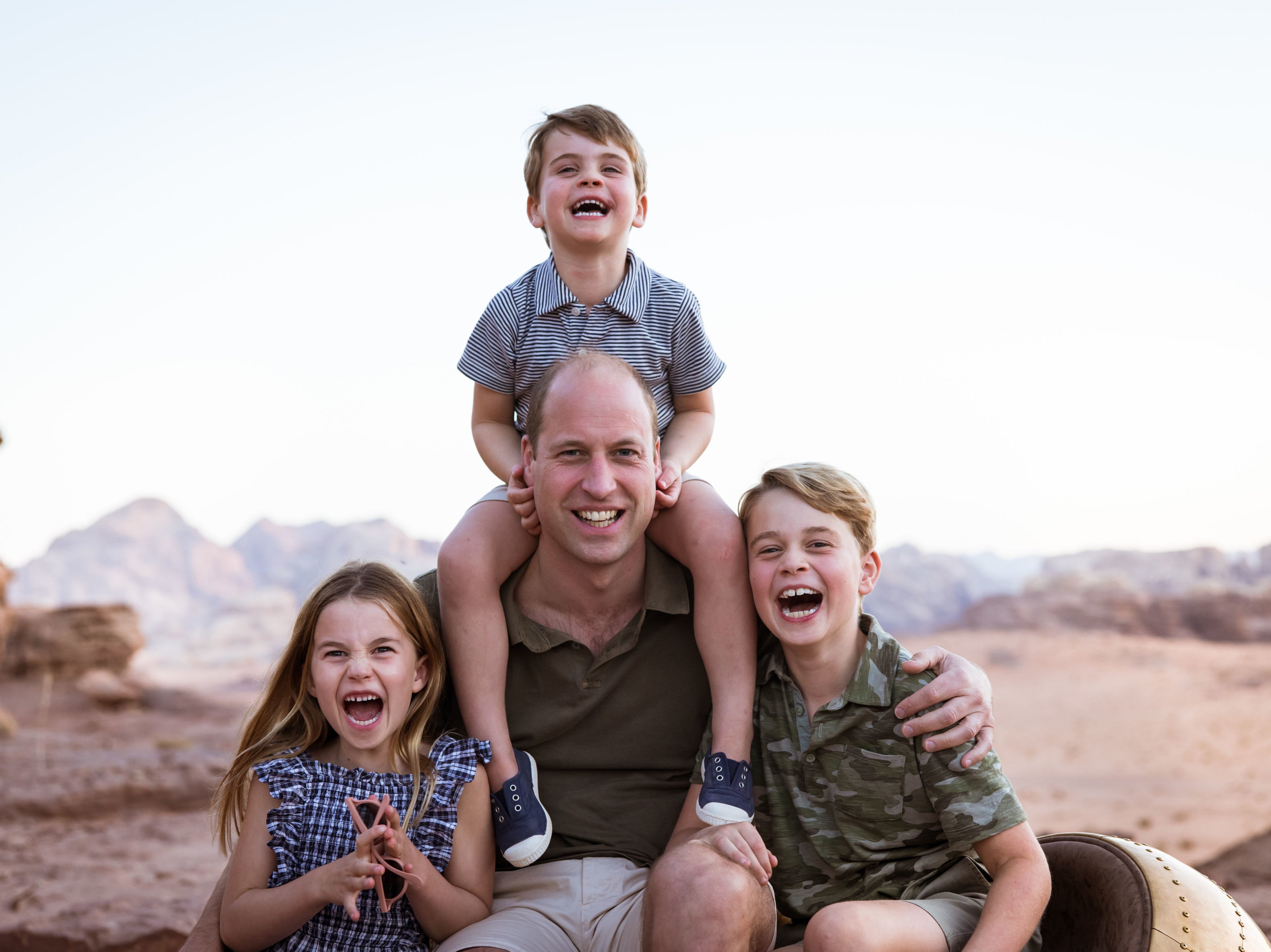 Handout photo issued by Kensington Palace of the Duke of Cambridge with his children, Prince Louis, Prince George (right) and Princess Charlotte, to mark Father’s Day 2022