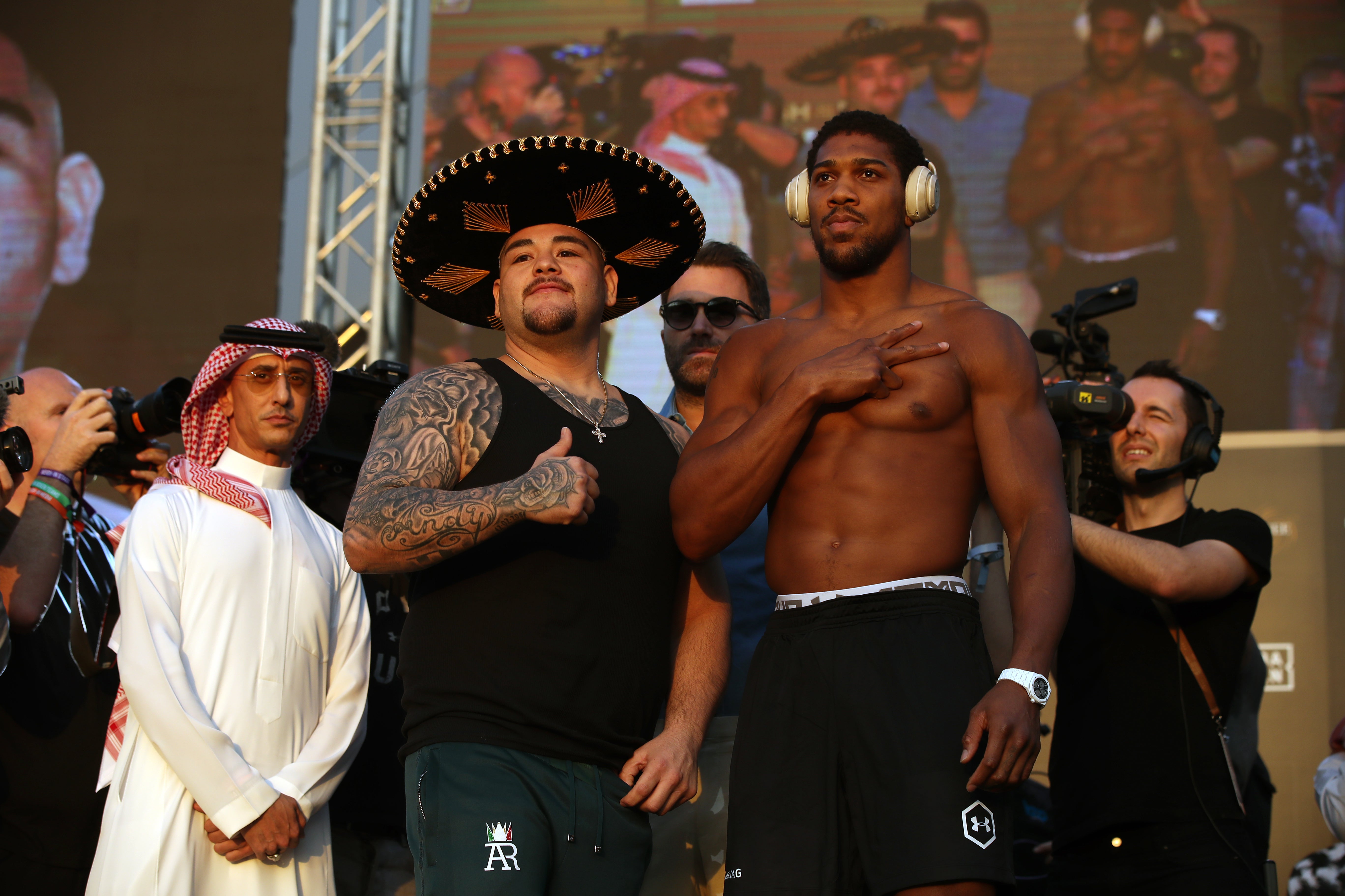 Anthony Joshua, right, previously fought Andy Ruiz in Riyadh (Nick Potts/PA)