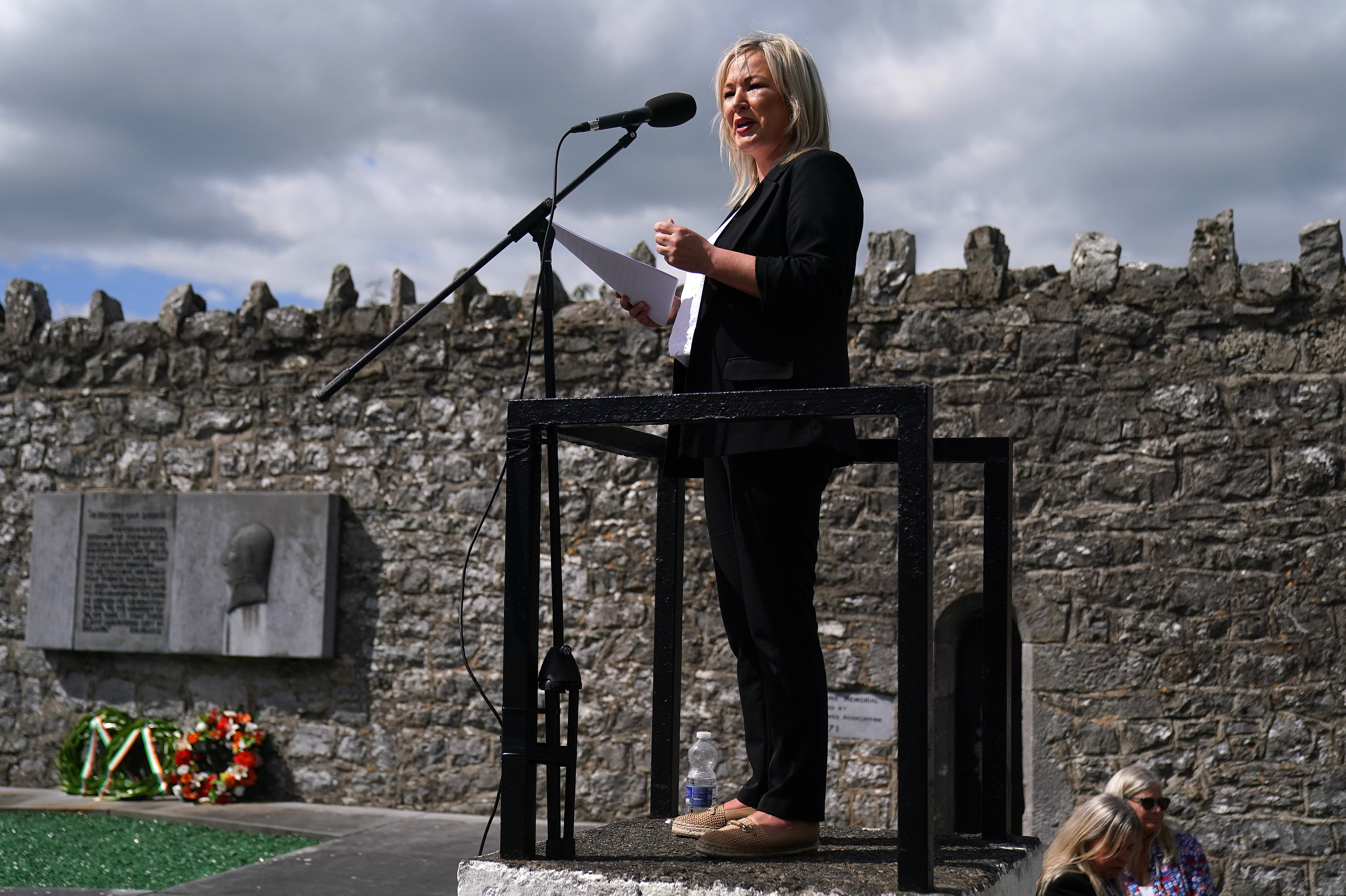 Michelle O’Neill speaks at Bodenstown cemetery, Co Kildare, during the annual Wolfe Tone commemoration (Brian Lawless/PA)