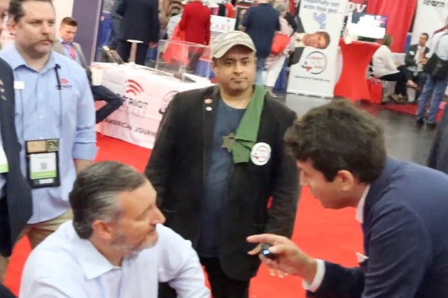 <p>Ted Cruz confronted by right-wing activist Alex Stein and called a ‘globalist’ and ‘coward'</p>