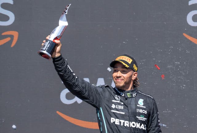 Lewis Hamilton was ‘ecstatic’ with his third place finish (Paul Chiasson/AP)