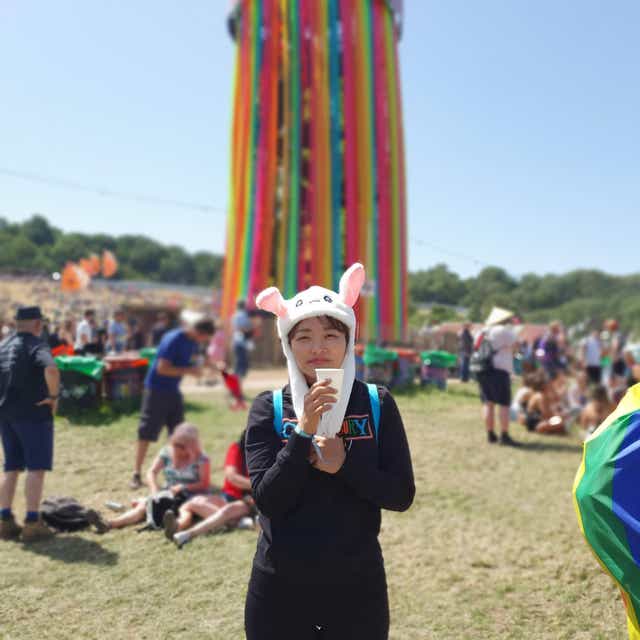 Festival-goer Sujeong Yoo, pictured at Glastonbury in 2019, said she faces a possible travel ‘nightmare’ (Sujeong Yoo/PA)