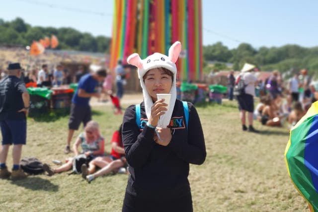 Festival-goer Sujeong Yoo, pictured at Glastonbury in 2019, said she faces a possible travel ‘nightmare’ (Sujeong Yoo/PA)