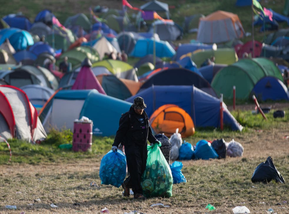 <p>The clean up begins at Glastonbury festival in 2019</p>