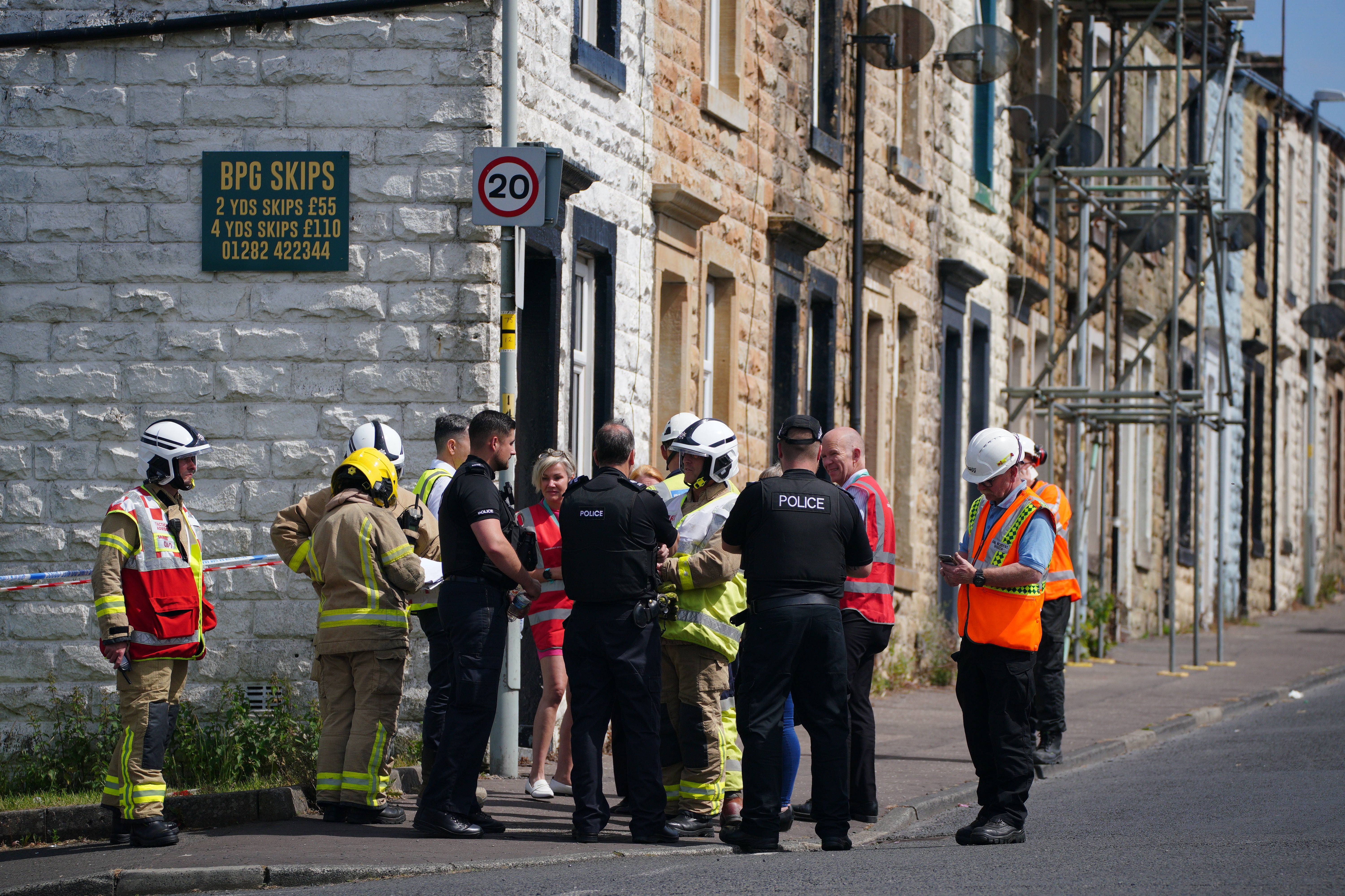 Emergency services at the scene in Burnley