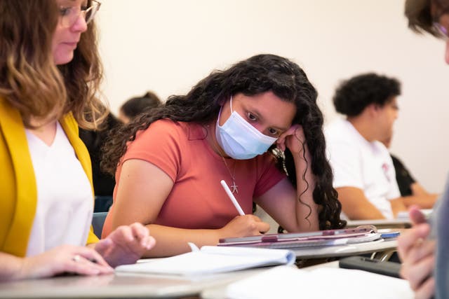 <p>Andrea Hernández, estudiante de primer año con especialización en matemáticas en la Universidad de Texas en Austin, siente que recupera la energía de ser una estudiante después de la pandemia que convulsionó al mundo. </p>