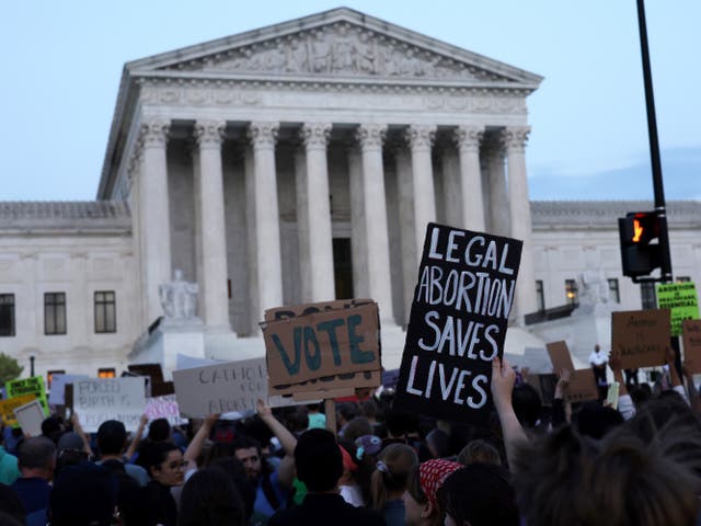 <p>Activists rally in front of the US Supreme Court.  </p>