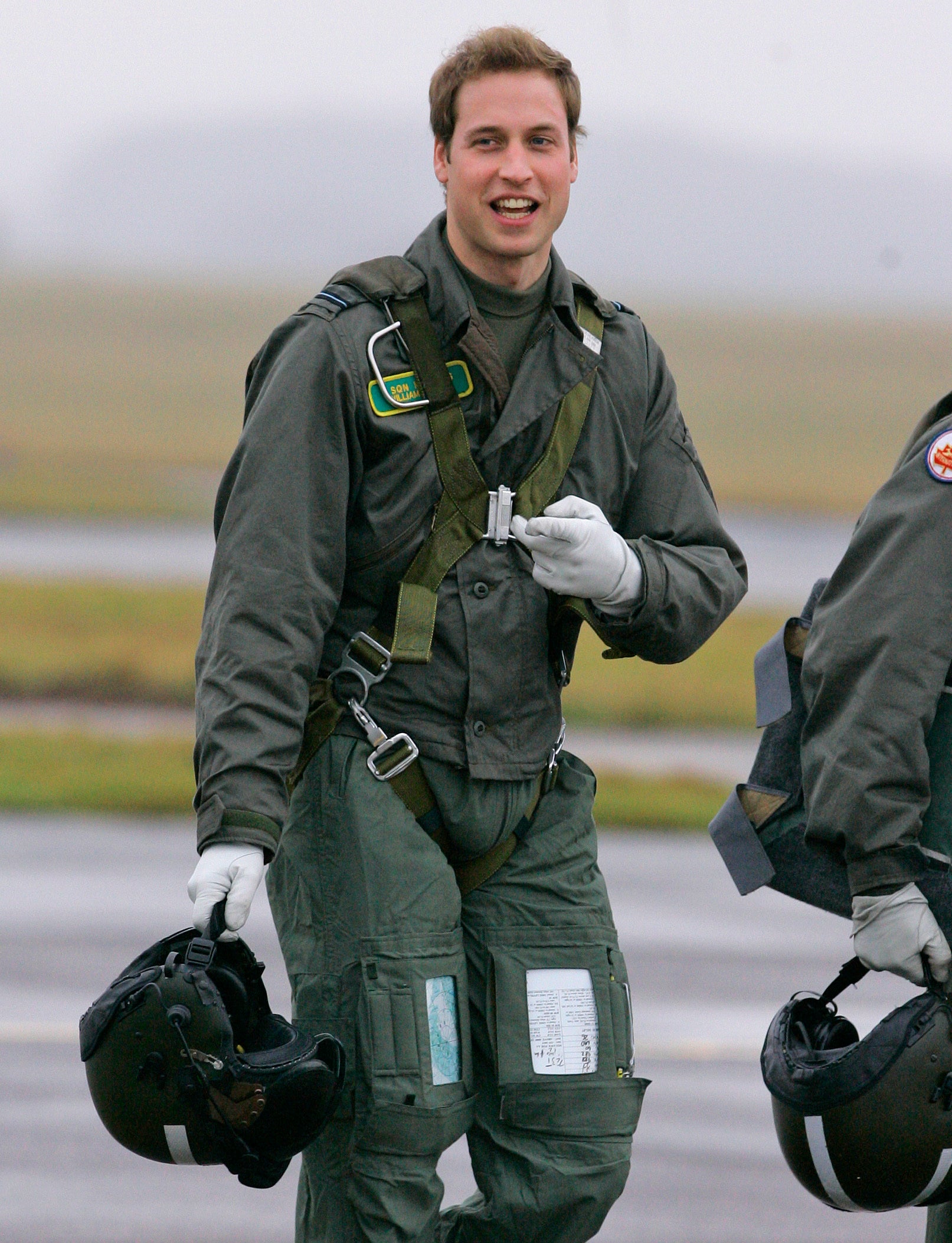 William gestures as he walks across RAF Cranwell airfield in 2008.