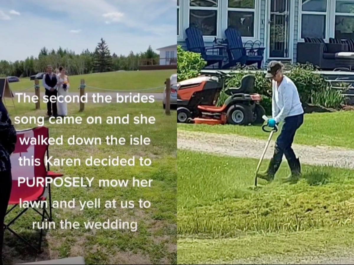 Woman ‘ruins’ neighbour’s wedding day by mowing the lawn as bride walked down the aisle