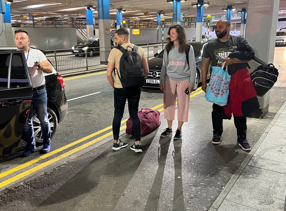 <p>Age of the Uber: Displaced rail passengers just arrived at Gatwick airport</p>