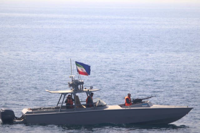 <p>A boat from Iran’s Islamic Revolutionary Guard Corps Navy came into close proximity to the US Navy ships in the Strait of Hormuz</p>