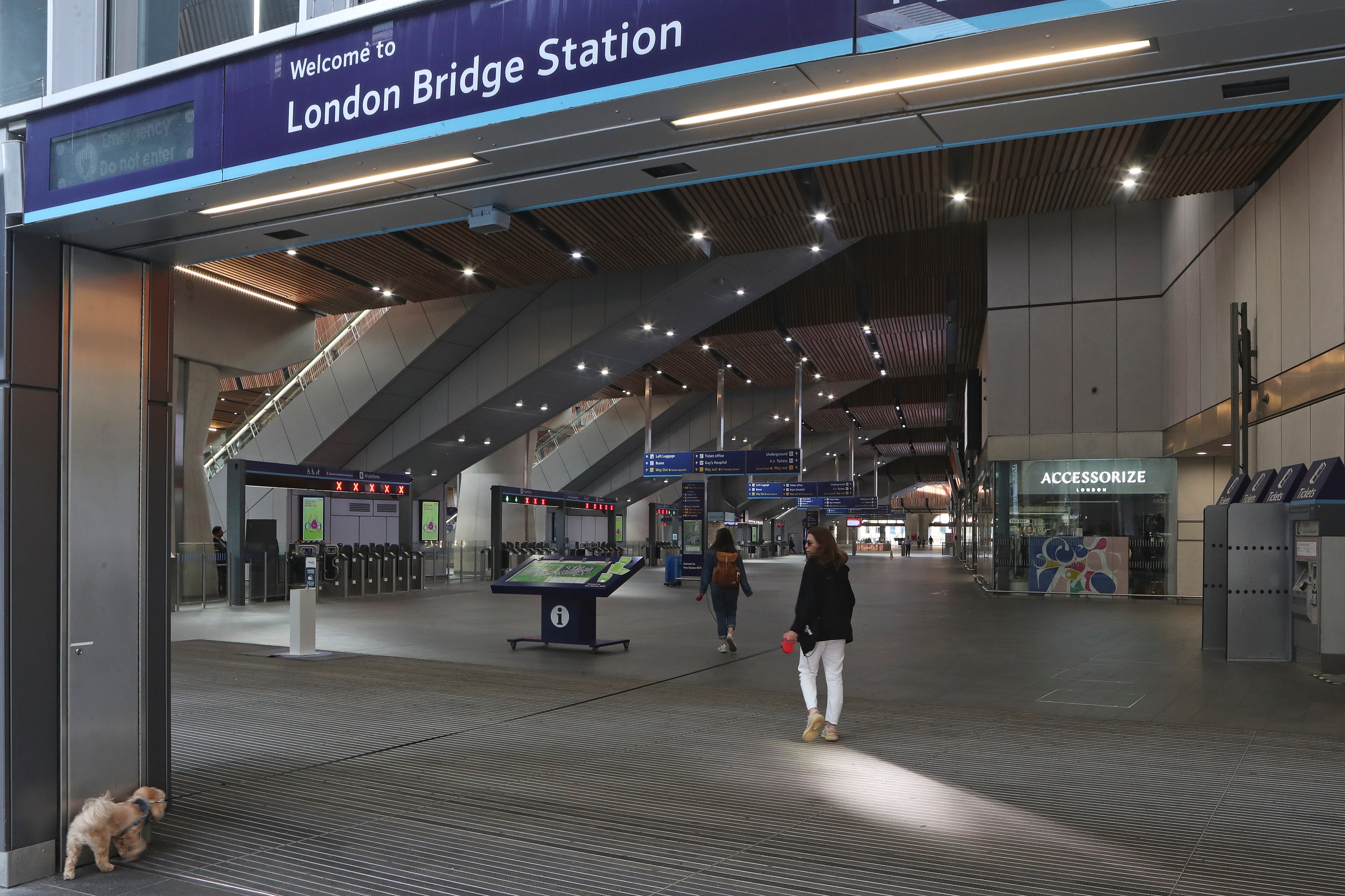 The normally heaving London Bridge station was almost empty Tuesday morning