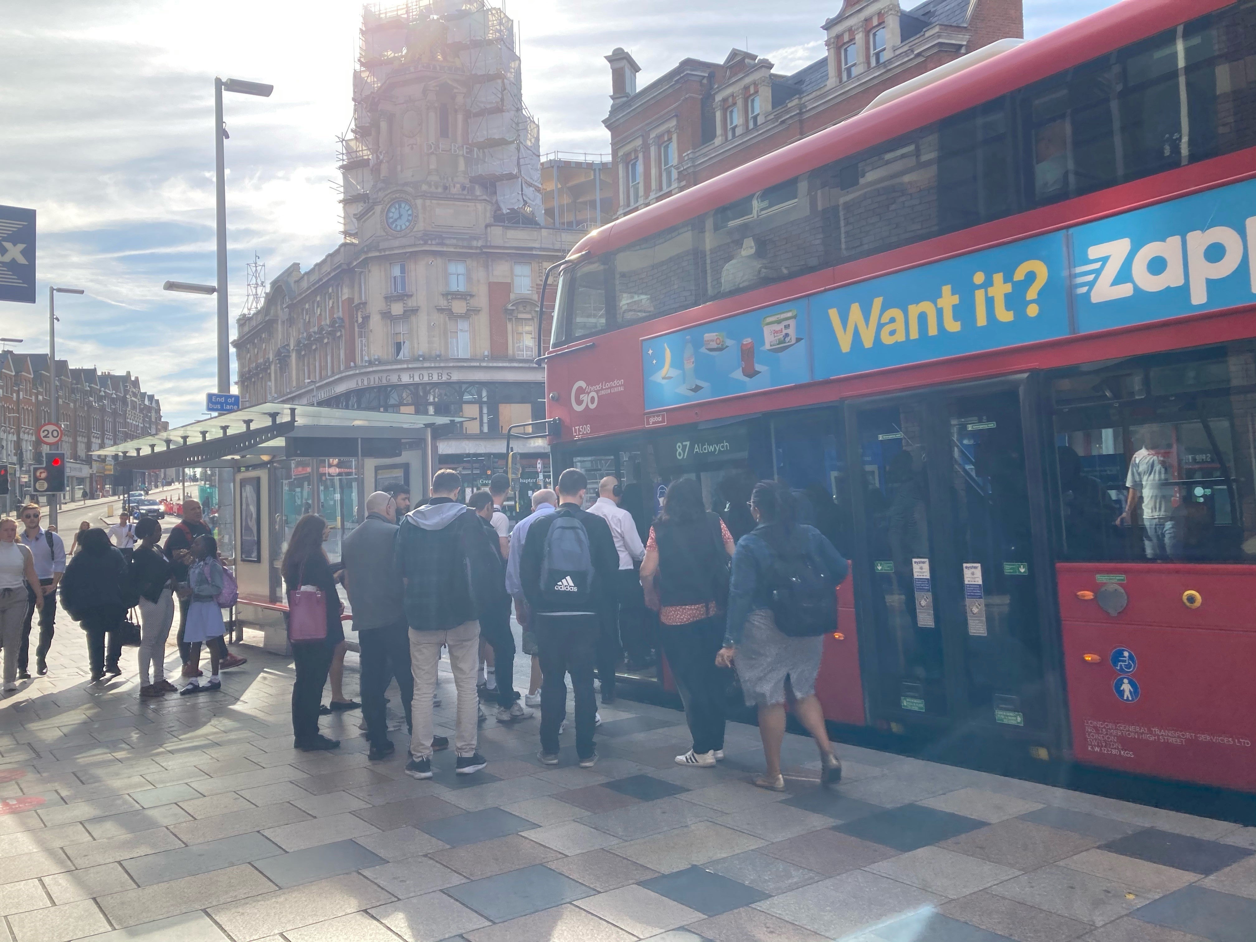 Packed buses in London as commuters find alternative ways to get to work