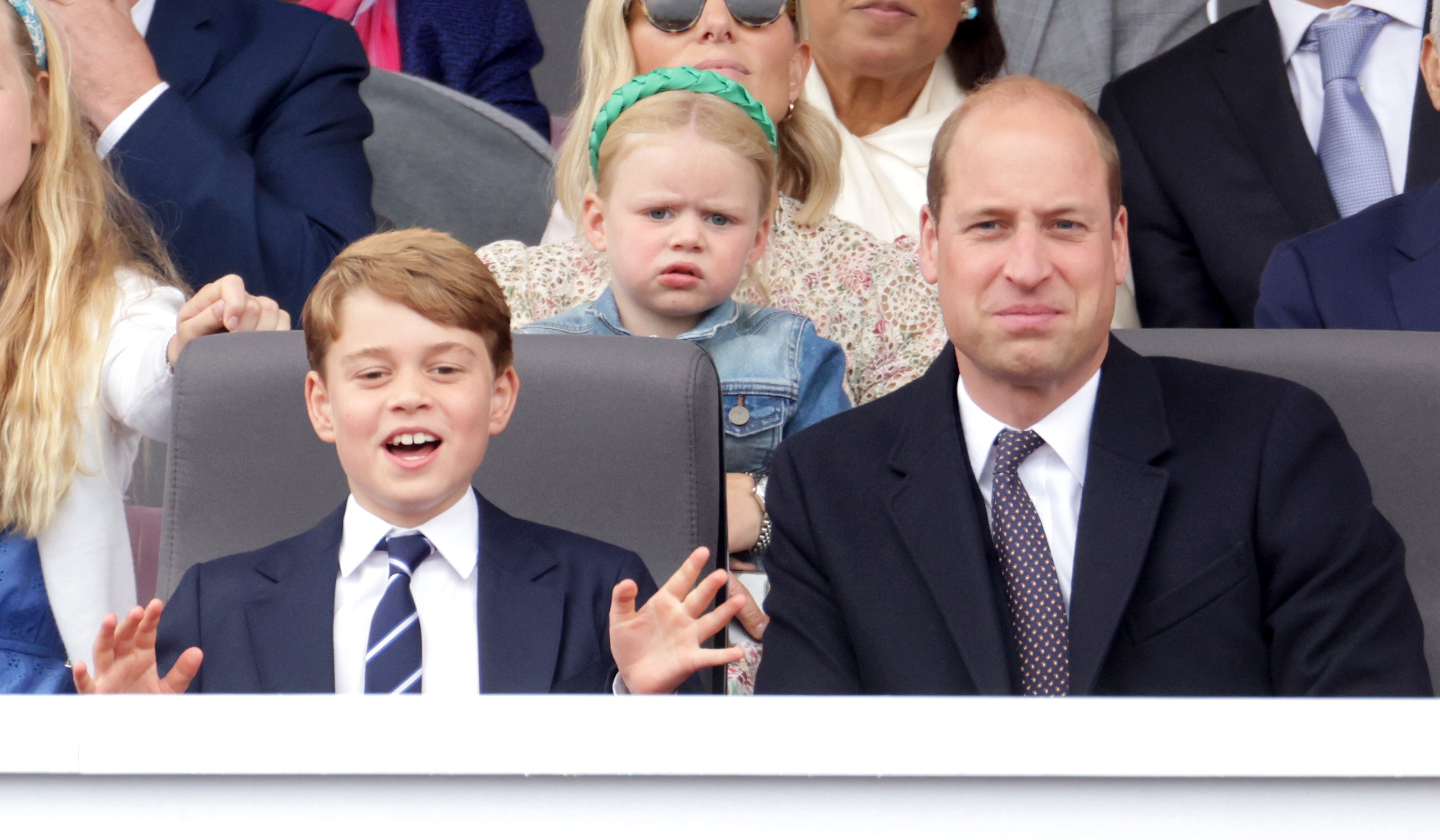 Prince George and the Duke of Cambridge during the Platinum Jubilee Pageant (Chris Jackson/PA)