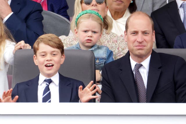 Prince George and the Duke of Cambridge during the Platinum Jubilee Pageant (Chris Jackson/PA)