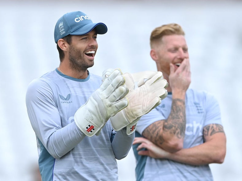 Ben Foakes with new captain Ben Stokes during a nets session