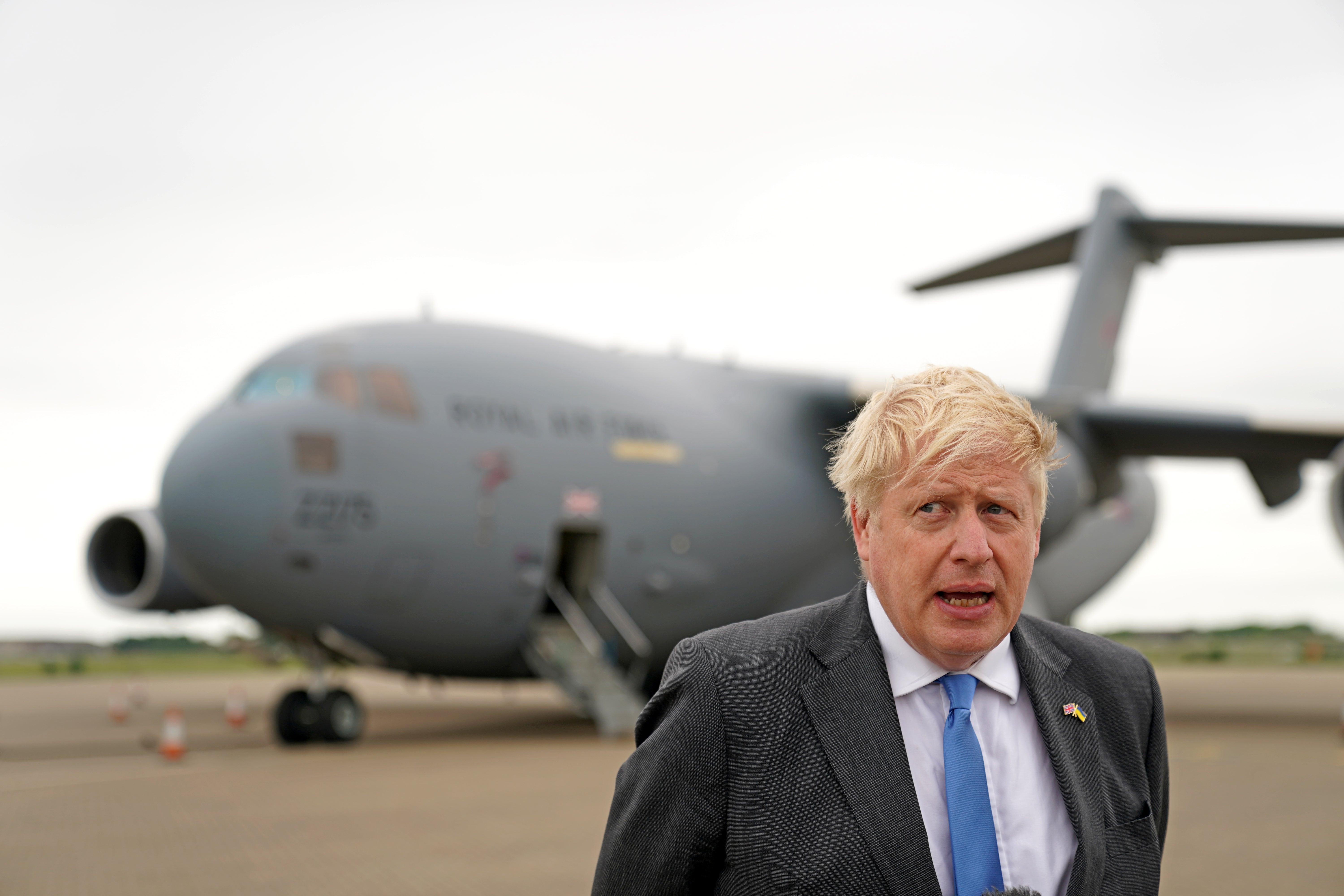 Prime Minister Boris Johnson returning from a surprise visit to Kyiv (Joe Giddens/PA)