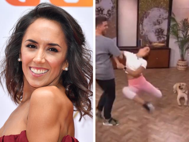 <p>Janette Manrara accidentally kicked a dog on Morning Live</p>