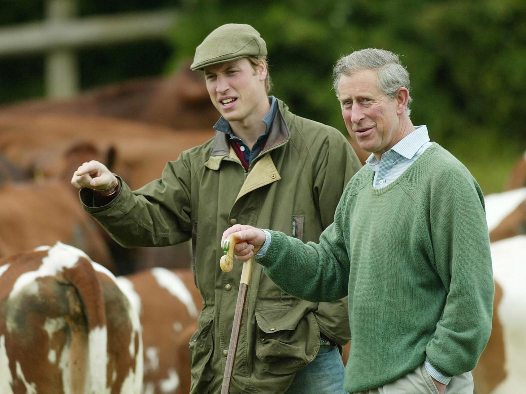 Prince William and Prince Charles at Home Farm in Gloucestershire