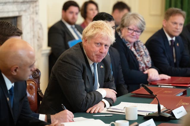Prime Minister Boris Johnson chairs a Cabinet meeting at 10 Downing Street (Carl Court/PA)