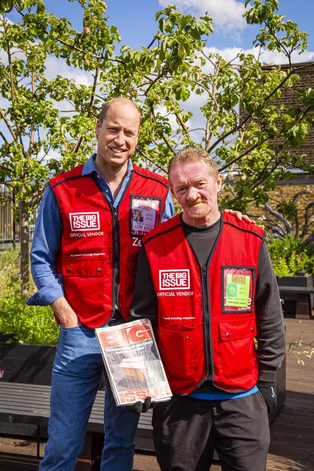 The Duke of Cambridge with Big Issue vendor Dave Martin (Andy Parsons/The Big Issue/PA)