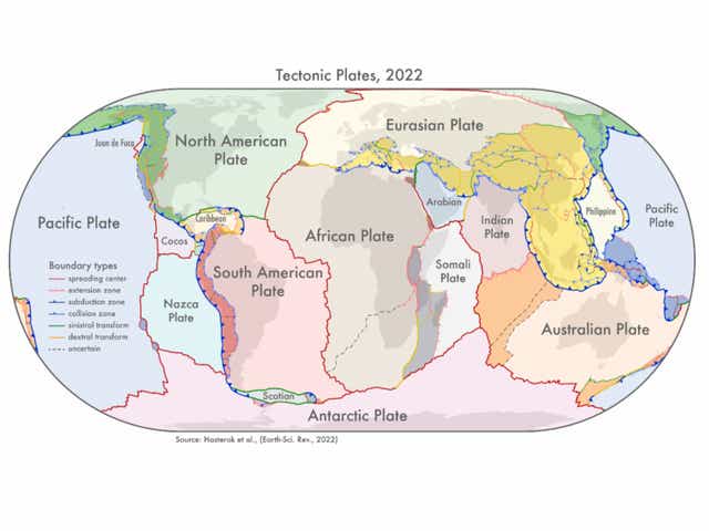 <p>Scientists have created a new model of the Earth’s tectonic plates</p>