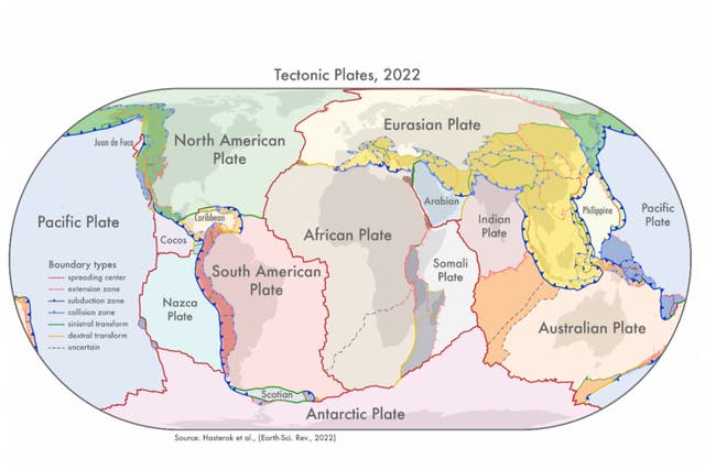 <p>Scientists have created a new model of the Earth’s tectonic plates</p>