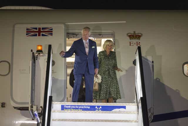 The Prince of Wales, accompanied by the Duchess of Cornwall, arrives in Kigali, Rwanda (Ian Vogler/Daily Mirror/PA)