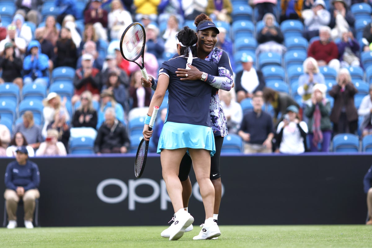 Serena Williams makes winning return to the court alongside Ons Jabeur ...