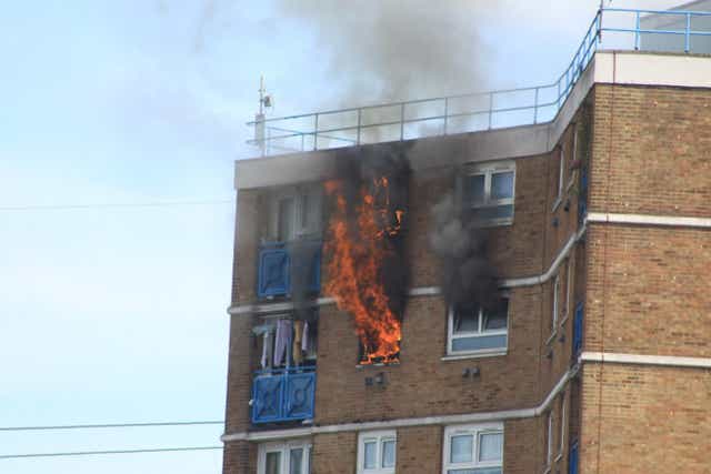 The fire at the block of flats in Newham, east London (Terrence Stamp/PA)