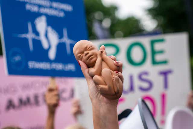<p>Abortion rights activists and anti-abortion activists rally at the Supreme Court</p>