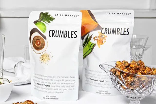 <p>Daily Harvest’s Crumbles product, including Walnut + Thyme and the now recalled French Lentil + Leek</p>