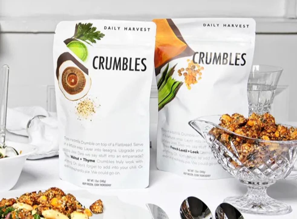 <p>Daily Harvest’s Crumbles product, including Walnut + Thyme and the now recalled French Lentil + Leek</p>
