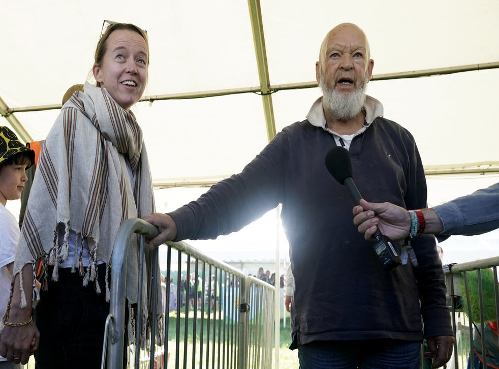 Glastonbury organisers Michael and Emily Eavis greeted ticket-holders as the gates opened for this year’s festival (Yui Mok/PA)