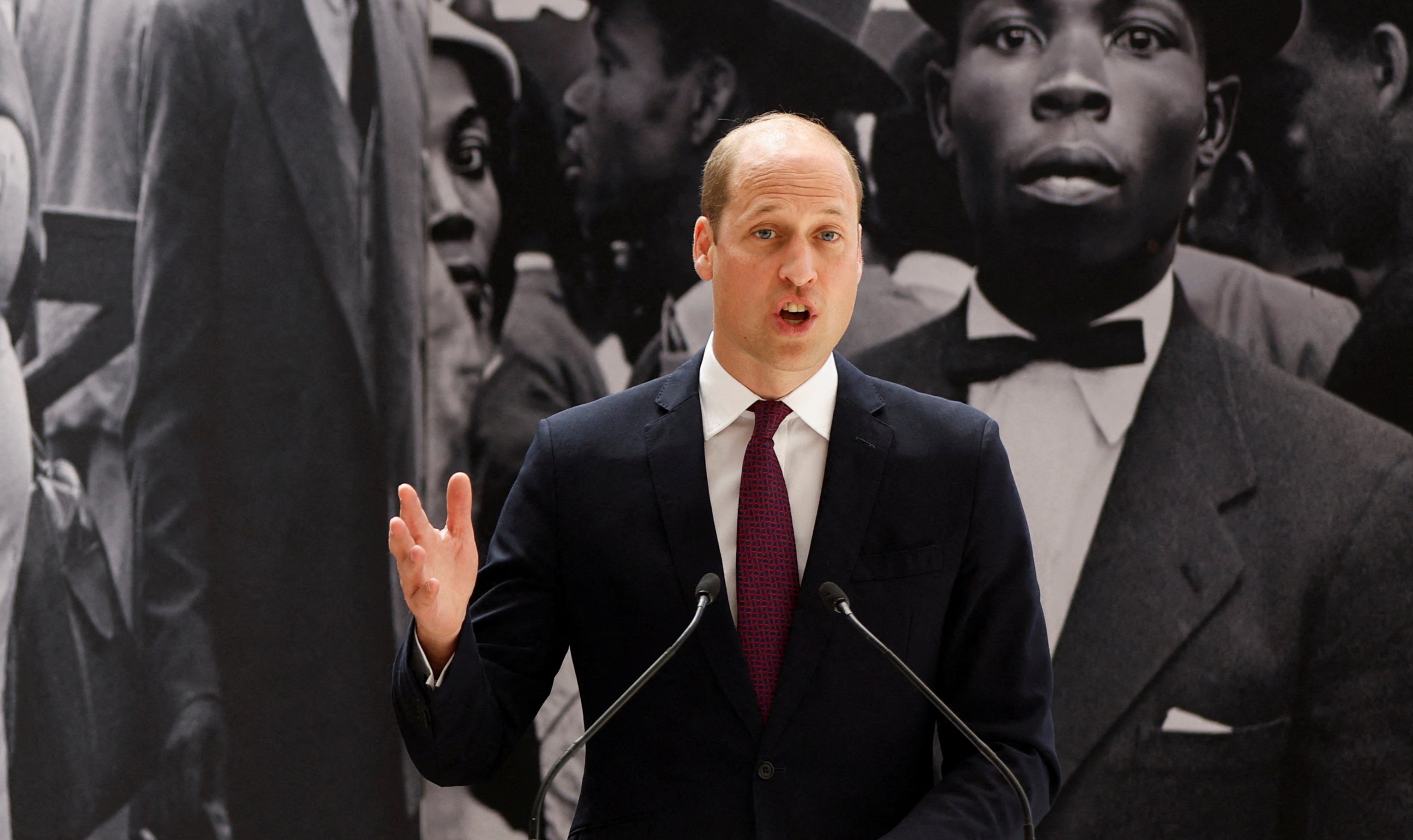 Prince William, Duke of Cambridge, speaks during the unveiling of the National Windrush Monument at Waterloo Station in London on June 22, 2022.