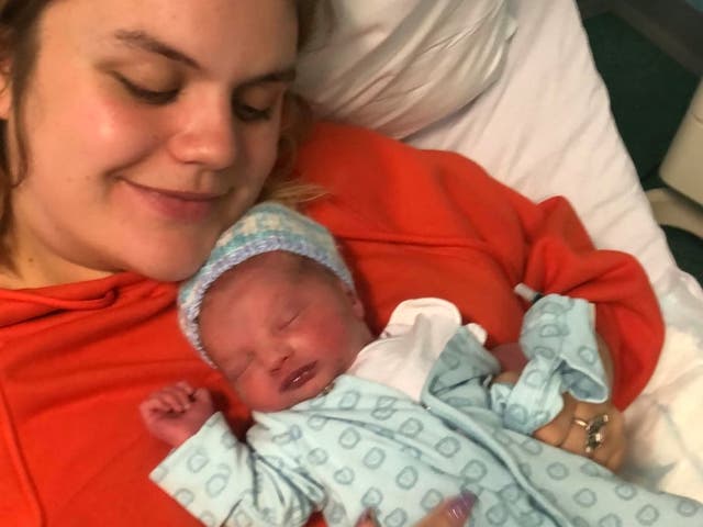 <p>Jess Davis and her surprise baby Freddie</p>