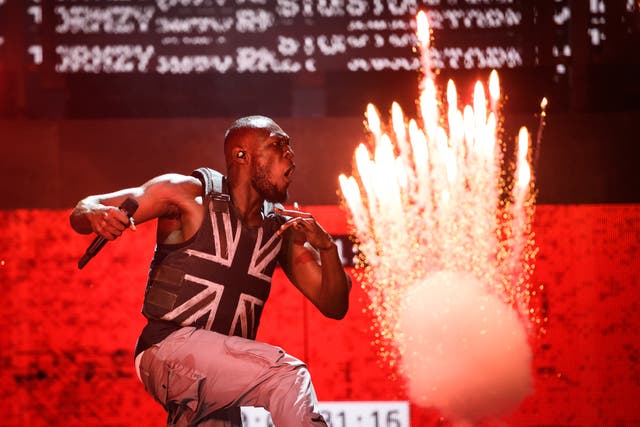<p>Stormzy performs in the headline slot in 2019</p>