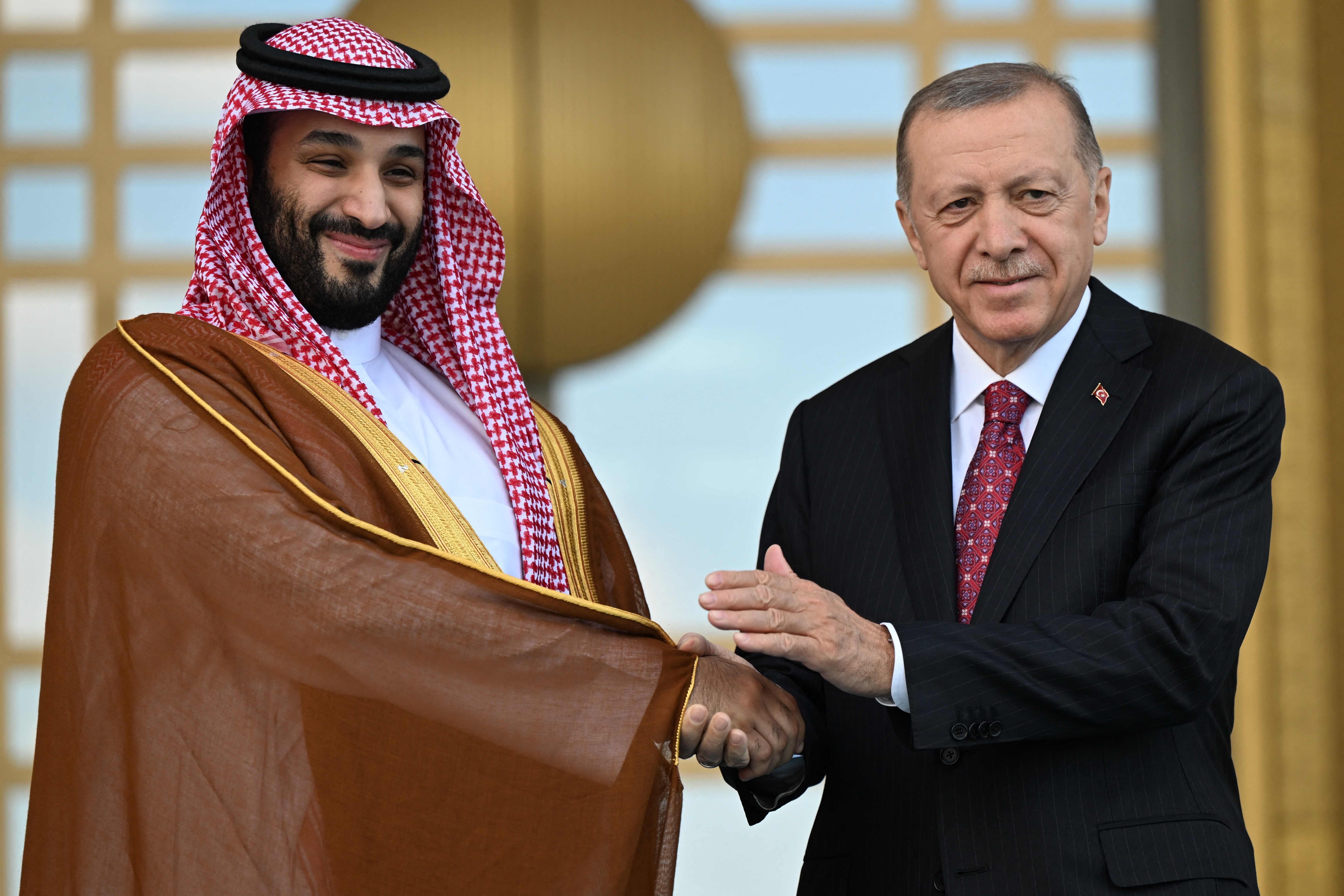 President Erdogan welcomes Saudi Crown Prince Mohammed bin Salman in Ankara on Wednesday
