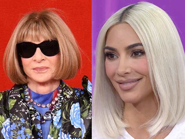 <p>Kim Kardashian shows off matching hairstyle with Anna Wintour </p>