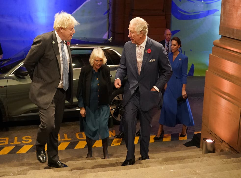 Boris Johnson greets the Prince of Wales (PA)