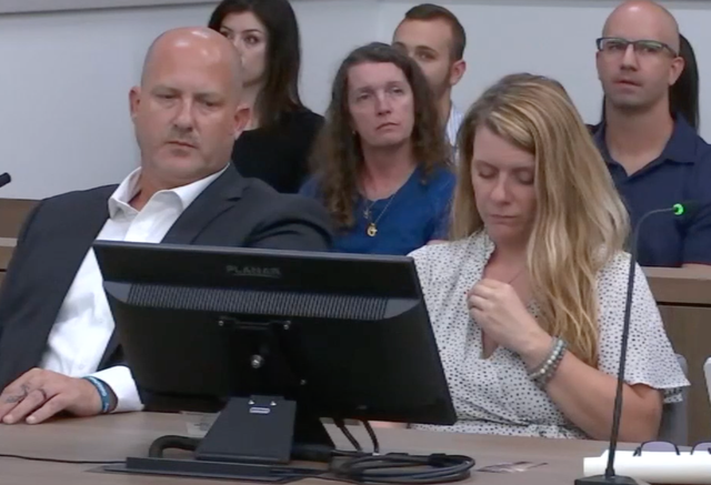 <p>Joseph Petito and Nichole Schmidt in Sarasota County Circuit Court during Wednesday’s hearing</p>