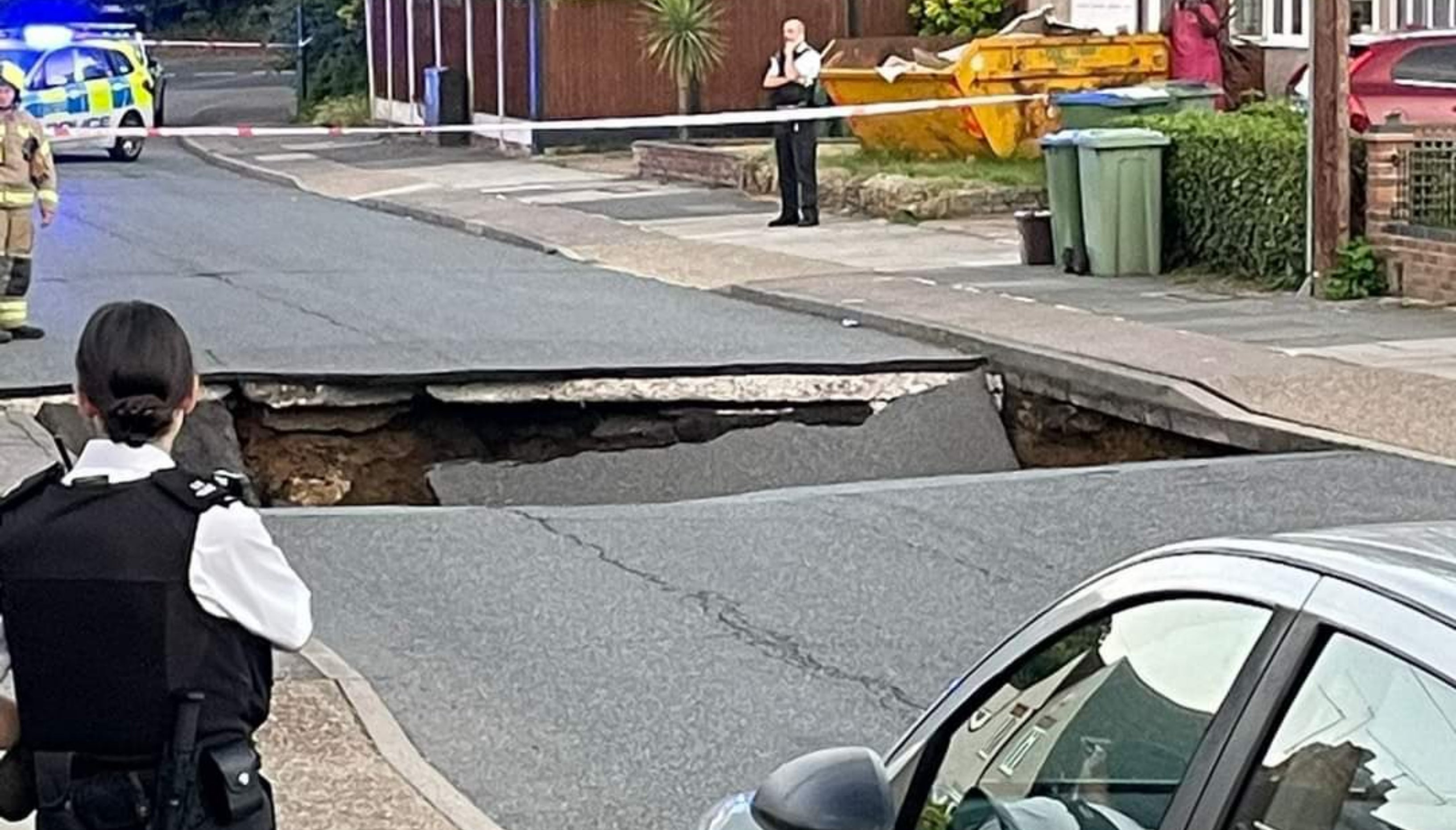 Liam Edwards, who lives on Leysdown Avenue, said he heard a massive thud as part of the road next to his collapsed (Liam Edwards/PA)