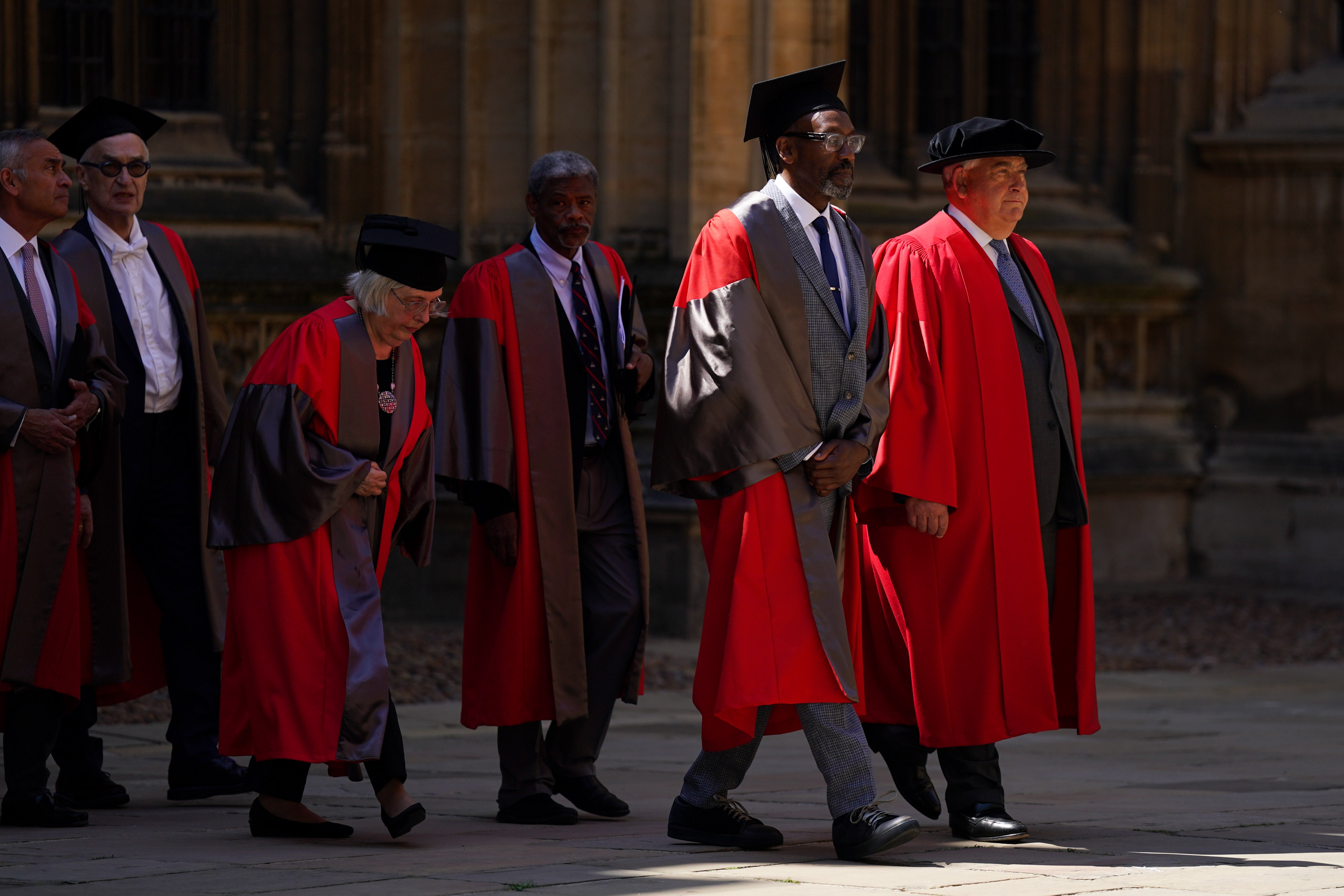 Sir Lenny Henry walks in a procession ahead of receiving an honorary degree from Oxford University (Jacob King/PA)
