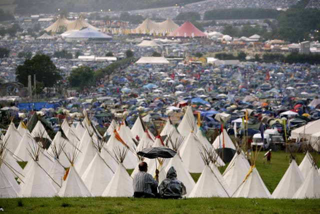Glastonbury festival-goers ‘may need to take shelter’ from blustery thunderstorms (Yui Mok/PA)