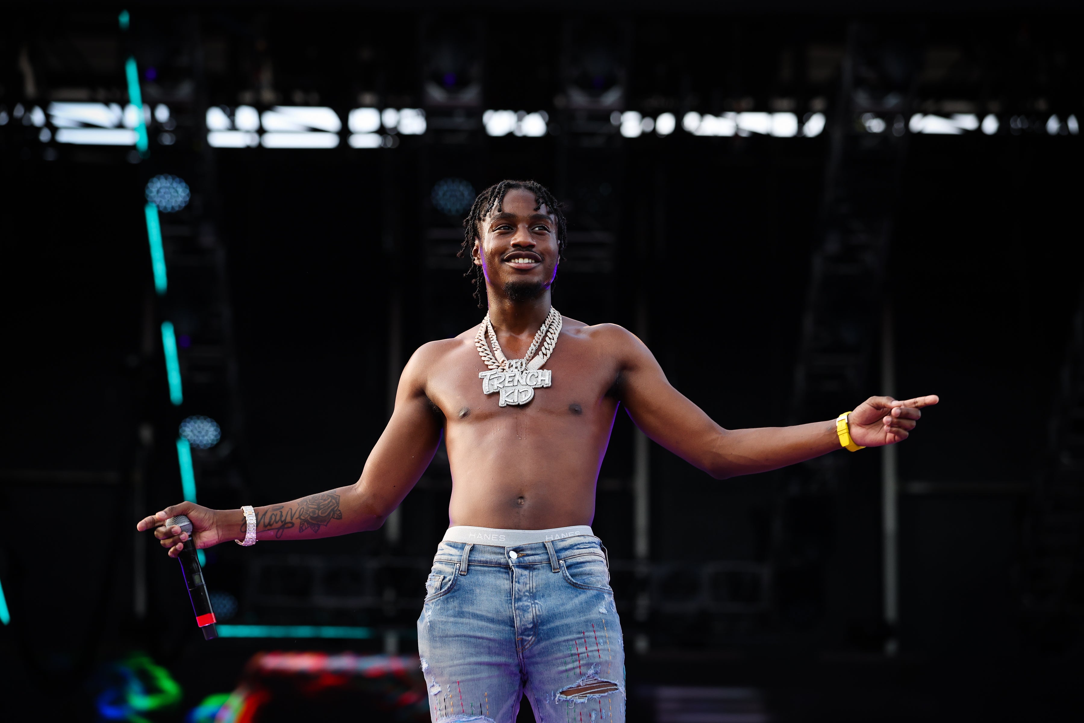 File: Lil Tjay performs on stage in Miami Gardens, Florida, on 25 July 2021