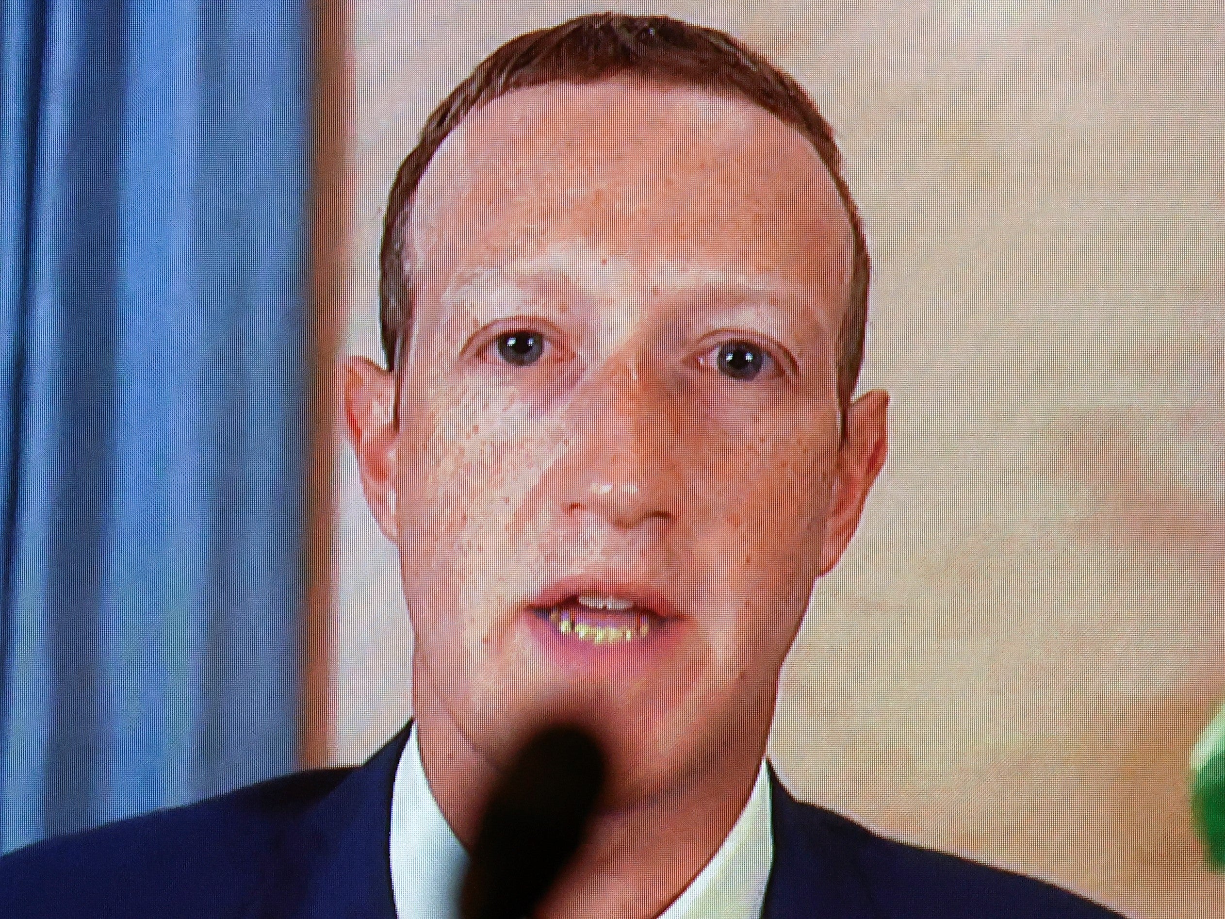 Mark Zuckerberg testifies remotely during a Senate Judiciary Committee hearing on Capitol Hill on 17 November, 2020 in Washington, DC