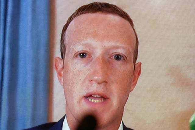 <p>Mark Zuckerberg testifies remotely during a Senate Judiciary Committee hearing on Capitol Hill on 17 November, 2020 in Washington, DC</p>