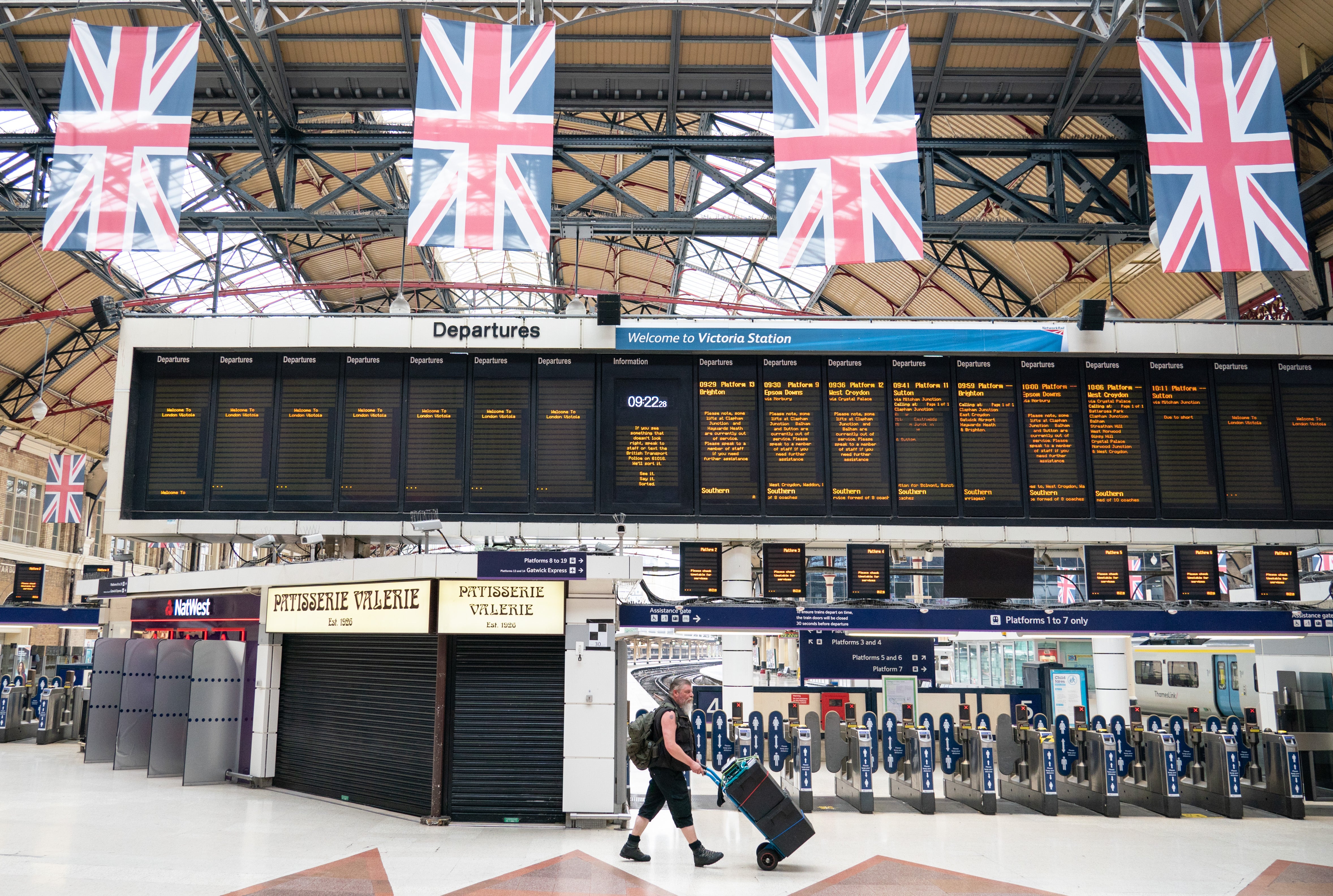 Major railway stations are much quieter than normal as services were crippled by thousands of railway workers stage their second strike of the week (Dominic Lipinski/PA)
